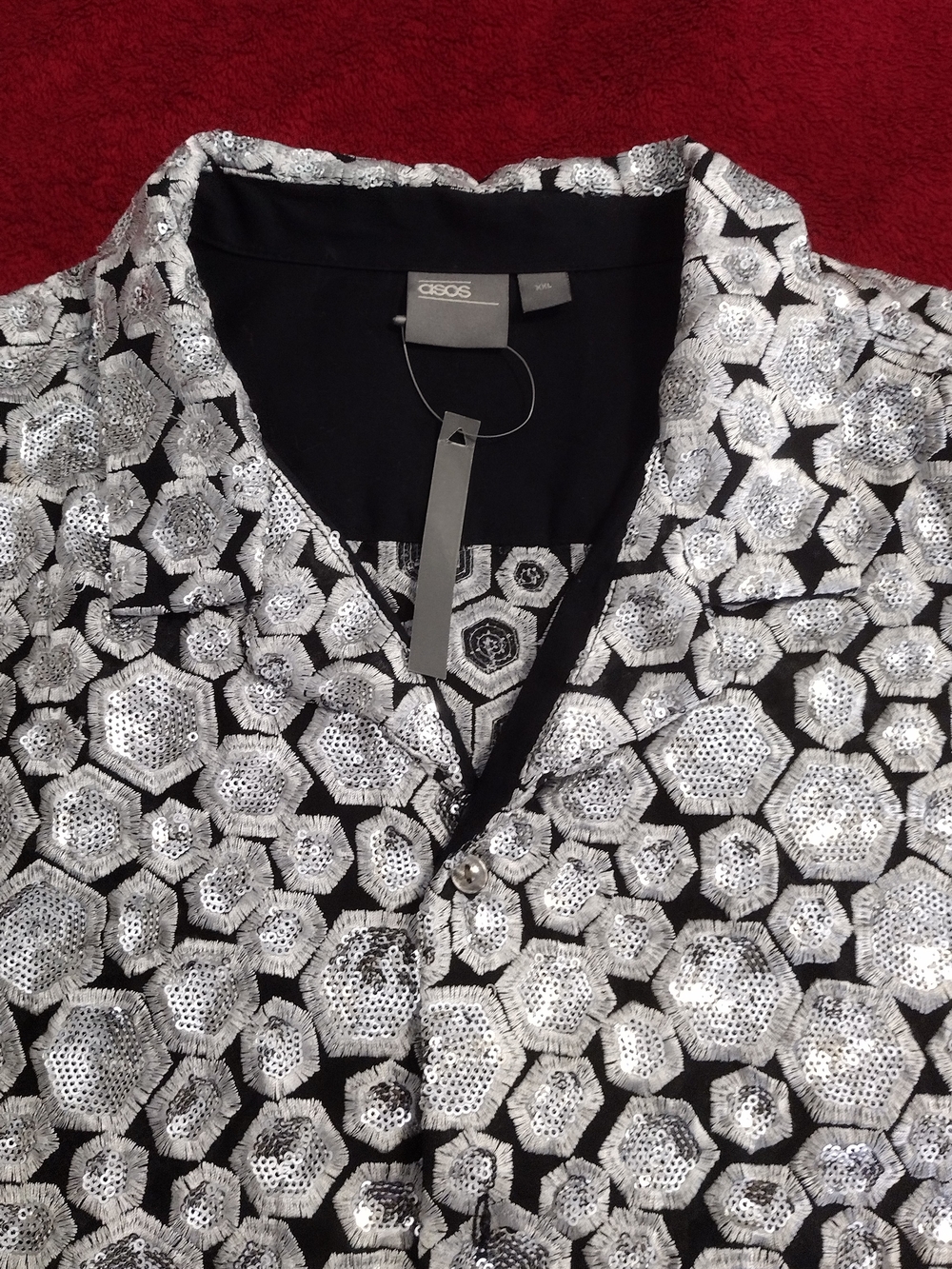 ASOS Silver Sequin Hexagon Party Shirt